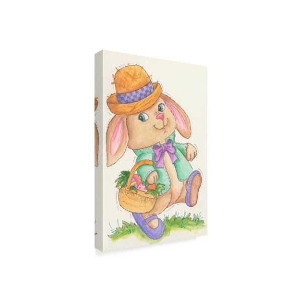 Beverly Johnston 'Easter Rabbit With Basket' Canvas Art,16x24